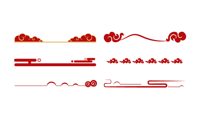 中国风祥云中式古典花纹分割线矢量素材