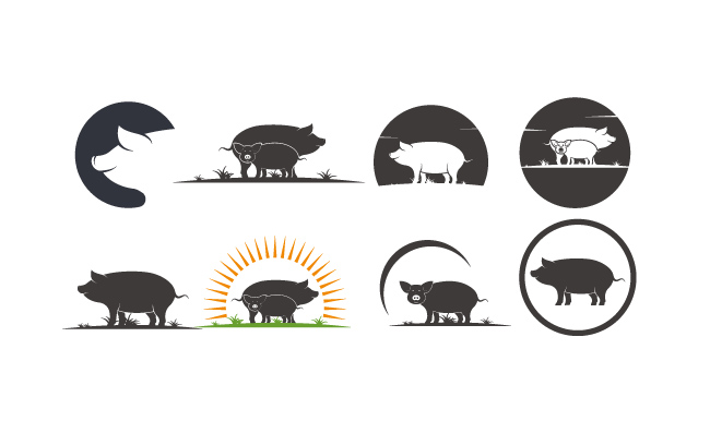 猪矢量图标插画设计图片