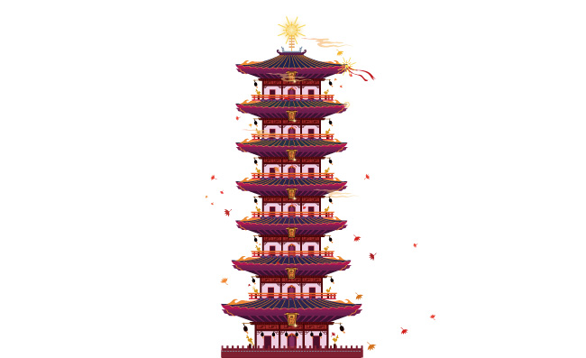 宝塔阁楼素材矢量