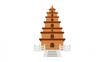 扁平风地标性建筑西安大