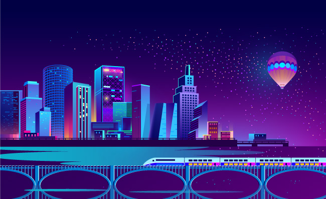 城市建筑夜景图图片