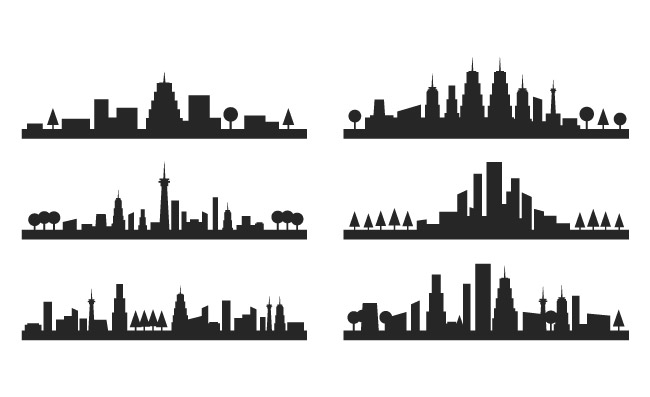 城市景观剪影建筑矢量