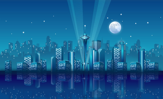 城市夜景AI格式矢量素材