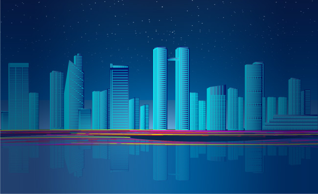 城市夜晚光线矢量图