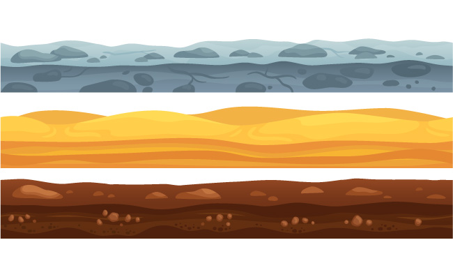 地面岩石土囊地景观沙滩沙漠地质地面层纹理景观矢量卡通