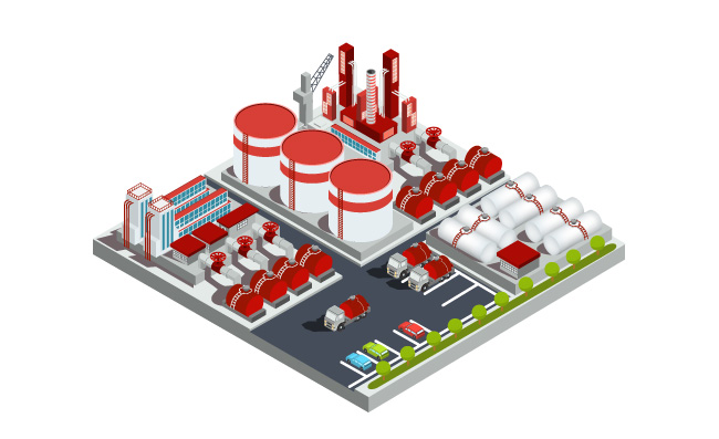 工厂化工厂油罐气罐厂房建筑素材矢量