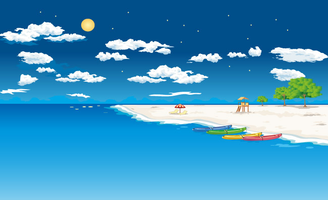 海边沙滩矢量图