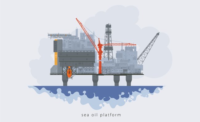 海上能源化工石油制造行业风景矢量素材图片