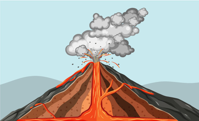 火山爆发喷射岩浆