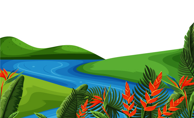 江边河流溪水植物自然风景插图