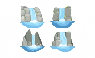 卡通流水瀑布素材
