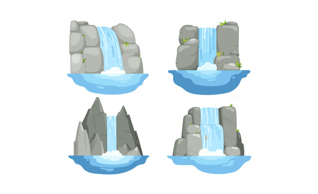 卡通流水瀑布素材
