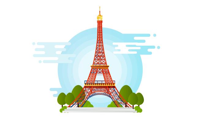欧洲法国巴黎铁塔标志建筑矢量元素