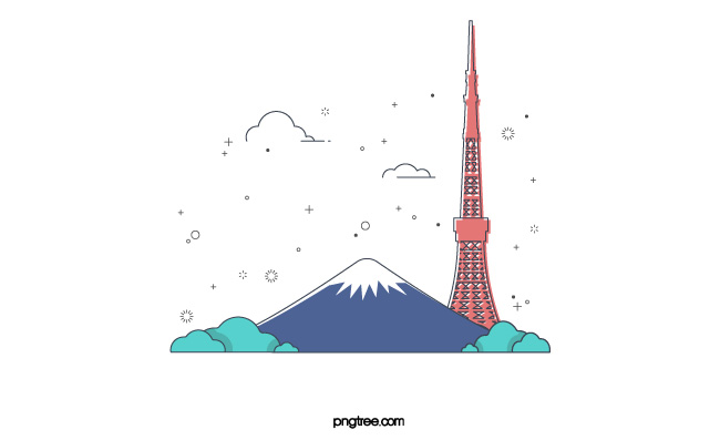 日本富士山东京塔清新建筑线条