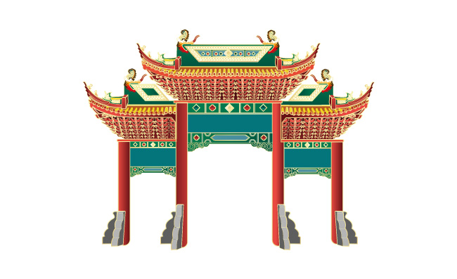 色彩艳丽城门素材中国古建筑城门