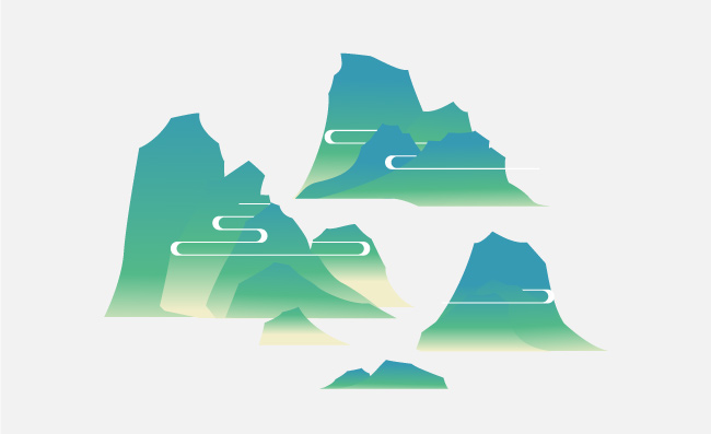 矢量手绘渐变山脉矢量山峰素材