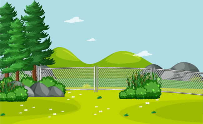 围栏护栏草坪树木插图