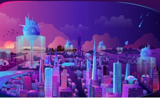 未来科技现代城市夜景插