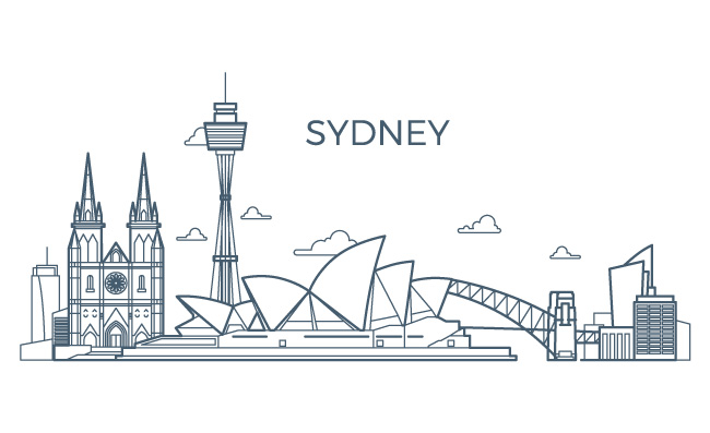 悉尼市澳大利亚世界旅行矢量地标建筑