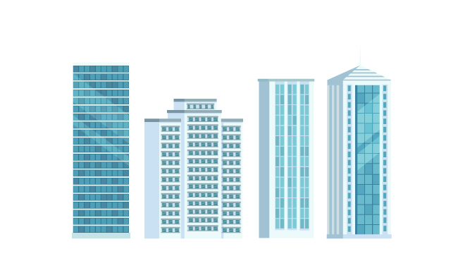 现代城市建筑大楼都市建筑矢量插图