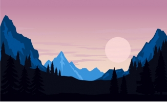 月亮山自然景色卡通素材