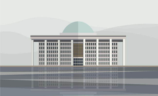 政府大楼建筑韩国国会议事厅插图矢量