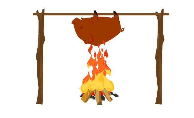 野外烧烤木头架子火焰动画效果素材