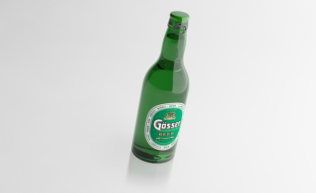 绿色啤酒瓶子造型c4d模型素材
