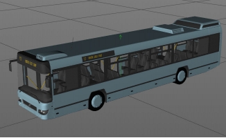 蓝色新能源公交车汽车C4D三维模型素材