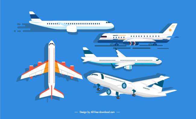 民航航空飞机扁平矢量素材