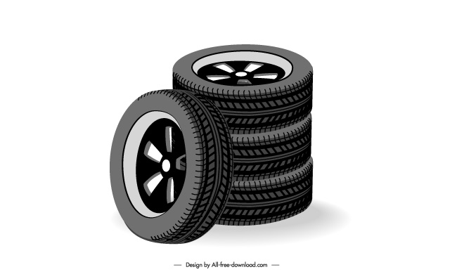 汽车轮胎素材矢量插图