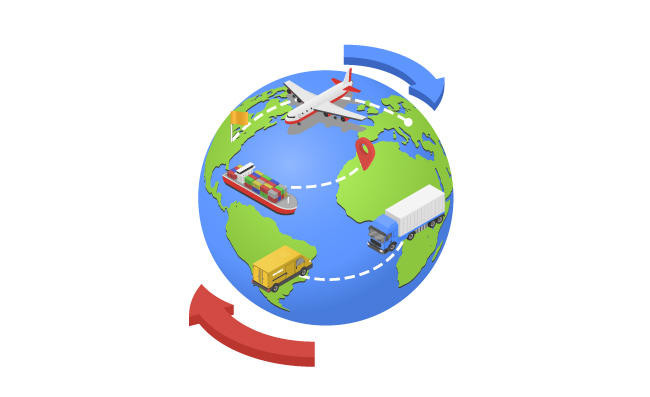 全球货运方式航空水运公路运输图标