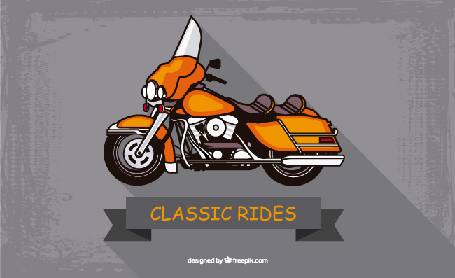 时尚橙色摩托车矢量素材