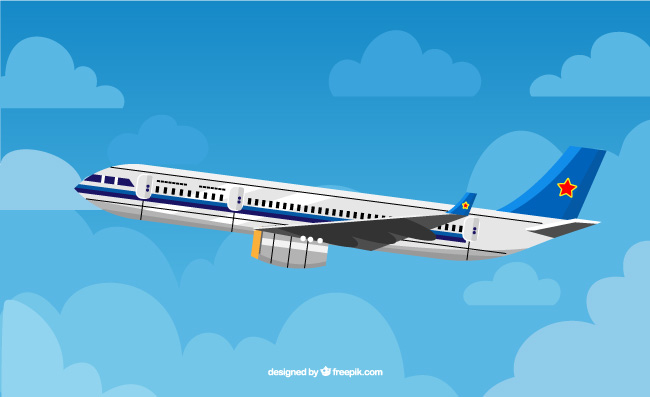 矢量航空卡通简约客机飞机素材插图