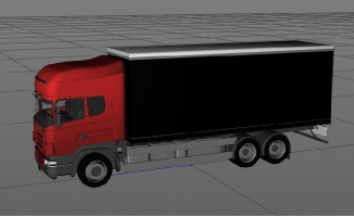 红色集装箱后备箱拉货车辆造型三维模型