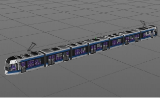 多节车厢城市公交电车造型三维模型