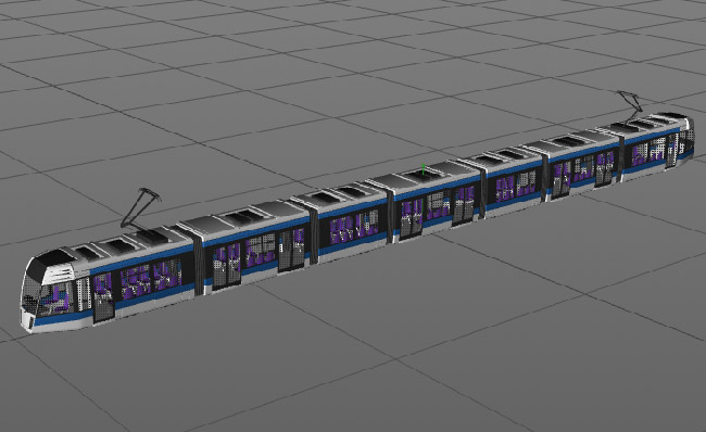 多节车厢城市公交电车造型三维模型
