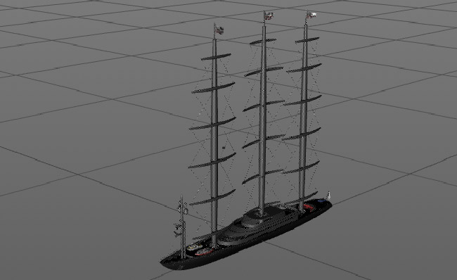 高级游艇帆船造型C4D模型