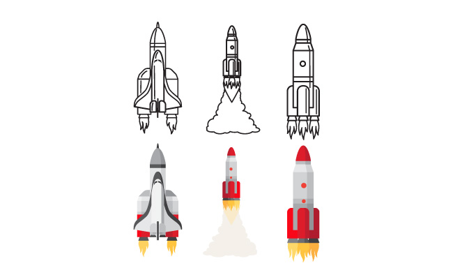 太空火箭火箭飞船宇宙飞船卡通矢量图