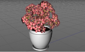 办公室小盆景红花植物三维模型