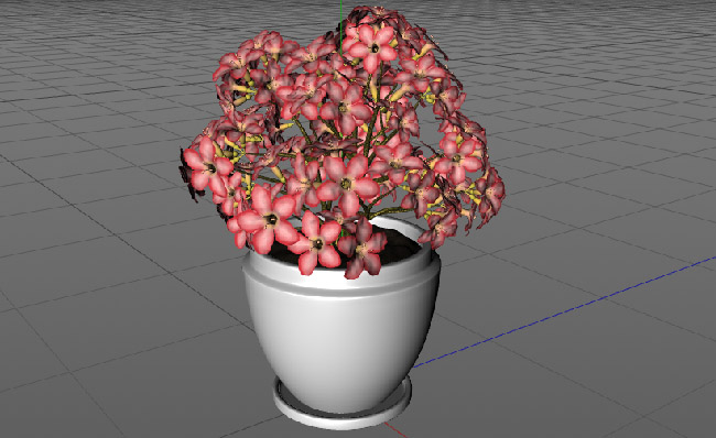 办公室小盆景红花植物三维模型