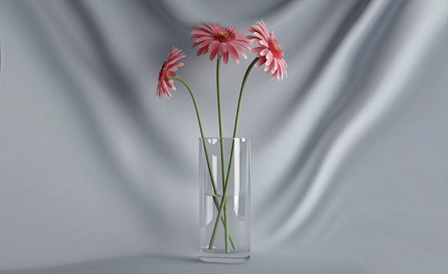 玻璃摆件菊花植物三维模型