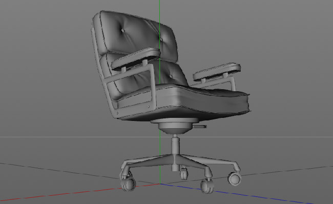 带滑轮的皮革办公椅子造型三维模型