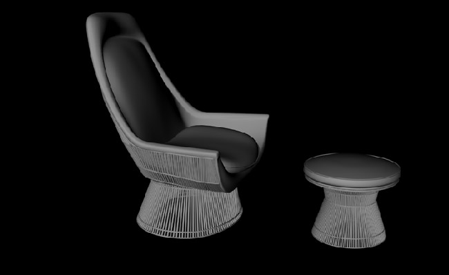 圆形底座钢丝装饰休闲椅子造型三维模型