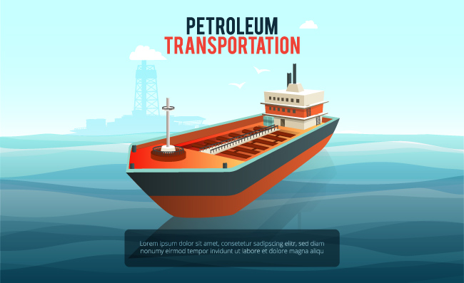 运输油轮石油工业产品运输石油深水钻井平台矢量图