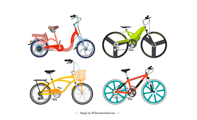 自行车不同样式设计矢量素材