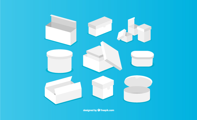 白色盒子不同形状纸盒素材矢量
