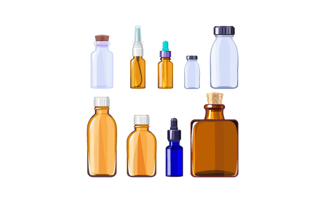 玻璃医疗瓶玻璃容器和瓶装药片和液体药物塑料玻璃瓶