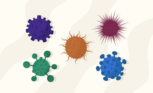 不同颜色的病毒矢量素材