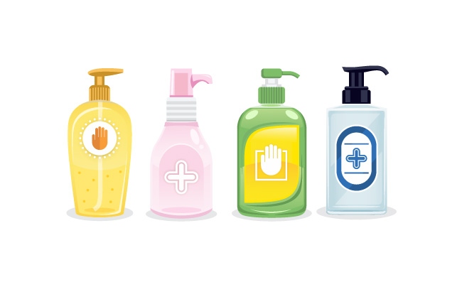 彩色简洁瓶装洗手液矢量图片